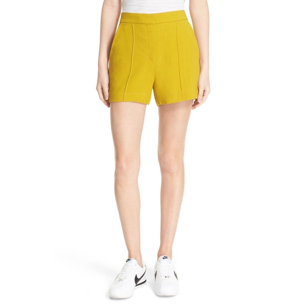 A.L.C. Cohen High Waist Shorts $365 Citrine Size 6 Mustard Yellow Tailored Fit